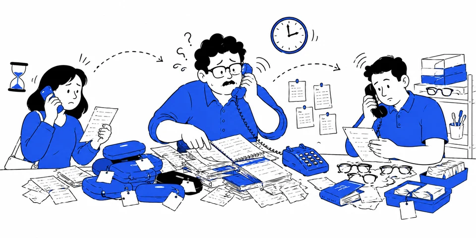 Customer, shopkeeper and lab all stuck on the phone chasing an order